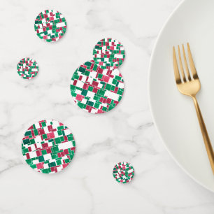 Modern Bold Red and Green Christmas Mondrian Confetti