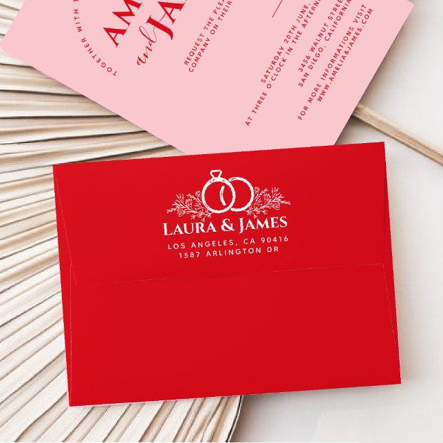 Modern bold red and pink wedding Envelope (Creator Uploaded)