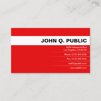 Modern Bold Red Business Card
