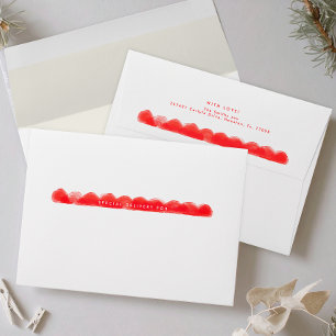modern bold red festive holiday pre addressed envelope