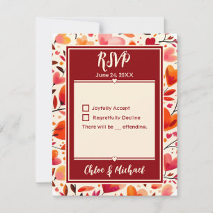 Modern Bold Red Heartfelt Blooms RSVP Card