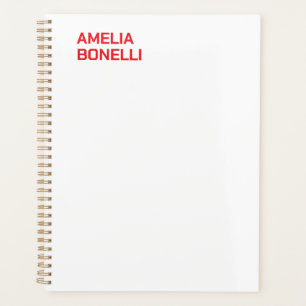 Modern Bold Red Name Minimalist Professional Planner
