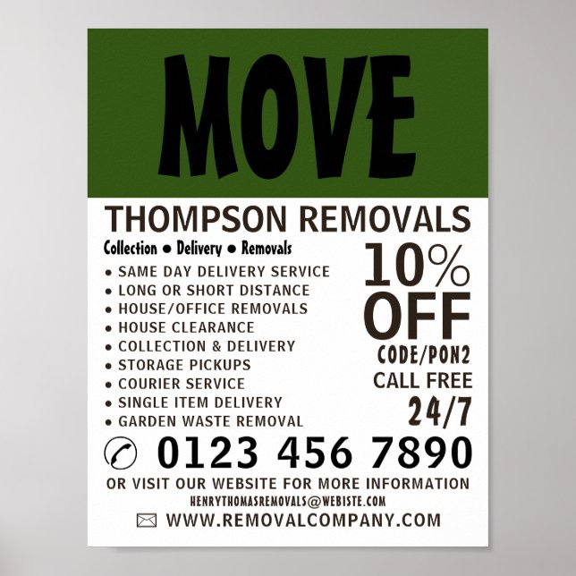 Modern Bold, Removal Company Advertising Poster (Front)