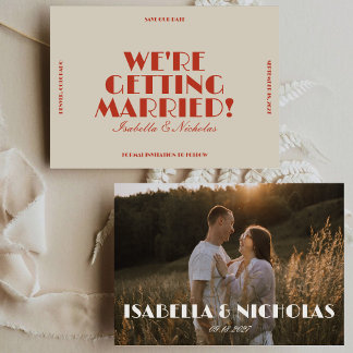 Modern Bold Retro Colourful | Photo Wedding Save The Date