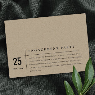 Modern Bold Rustic Kraft Typography Engagement Invitation