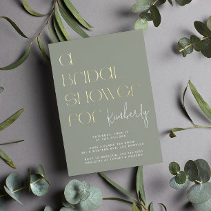 Modern Bold Sage Green Bridal Shower Gold
