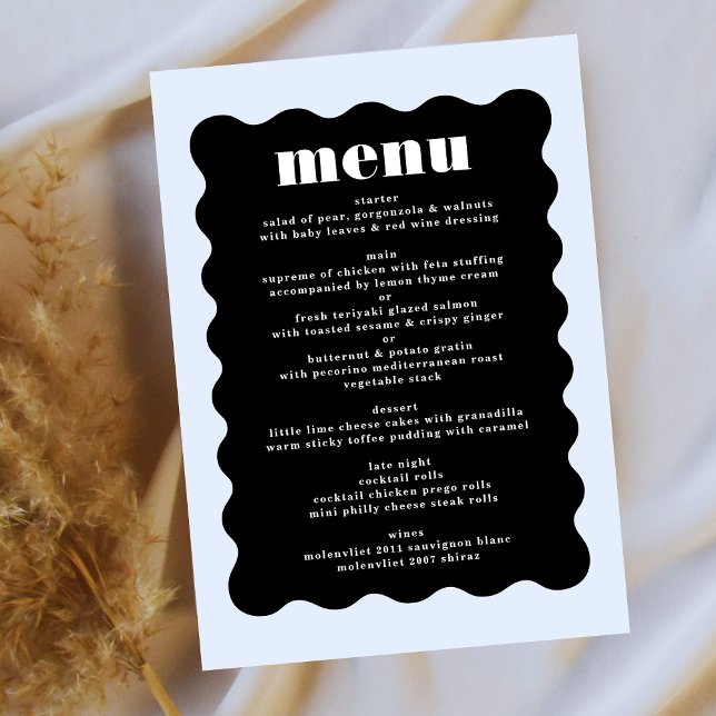 Modern Bold Scalloped Border Black White Wedding Menu (Creator Uploaded)