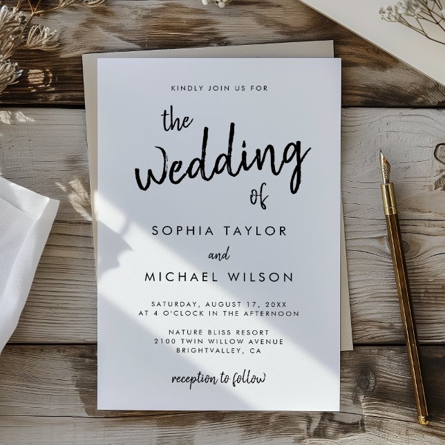 Modern Bold Script Black And White Wedding Invitation (Creator Uploaded)