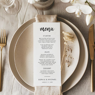 Modern Bold Script Black And White Wedding Menu