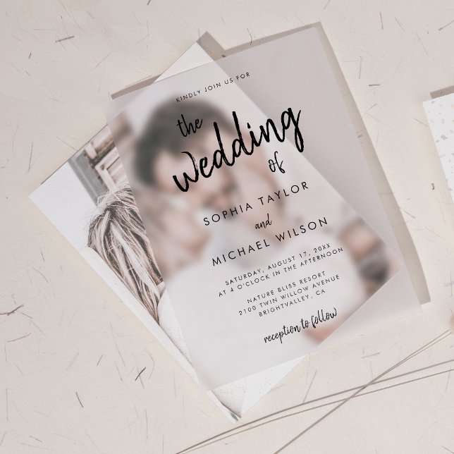 Modern Bold Script Black Wedding Acrylic Invitations (Creator Uploaded)