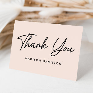 Modern Bold Script Blush Baby Shower Thank You Card