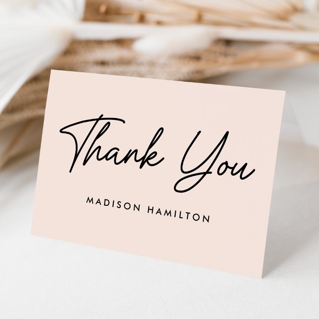 Modern Bold Script Blush Baby Shower Thank You Card (Creator Uploaded)