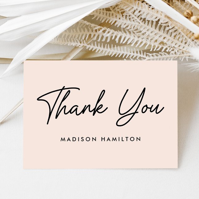 Modern Bold Script Blush Baby Shower Thank You Card (Creator Uploaded)