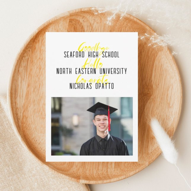 Modern Bold Script Boy High School Graduation Announcement (Creator Uploaded)