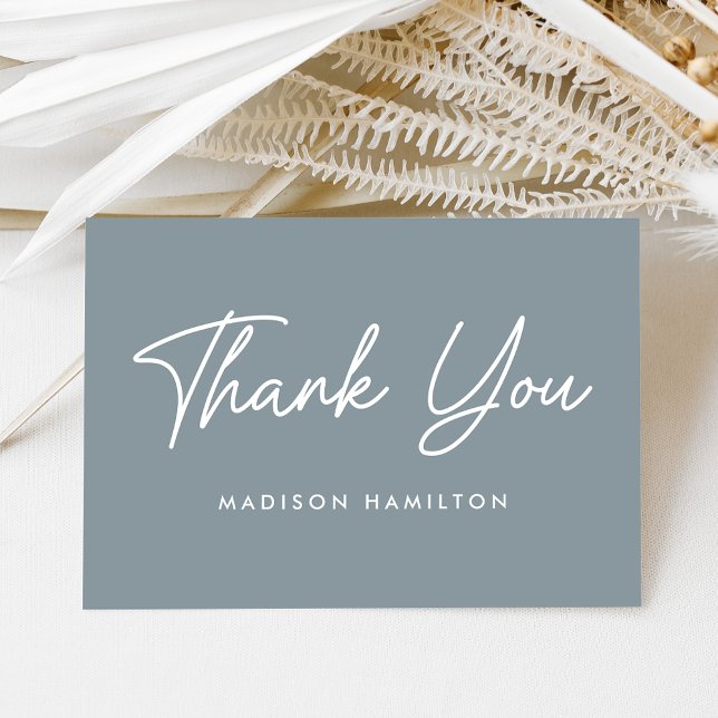 Modern Bold Script Dusty Blue Baby Shower Thank You Card (Creator Uploaded)