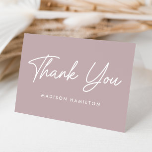 Modern Bold Script Dusty Purple Baby Shower Thank You Card