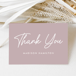 Modern Bold Script Dusty Purple Baby Shower Thank You Card