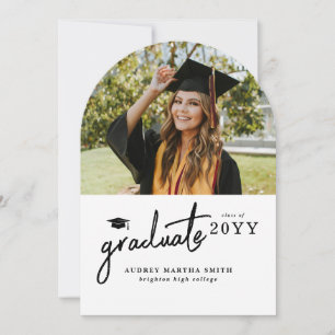 Modern Bold Script Graduate 2 Photo Graduation Invitation