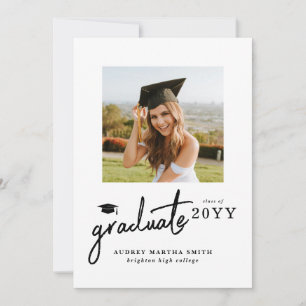 Modern Bold Script Graduate 4 Photo Graduation Invitation