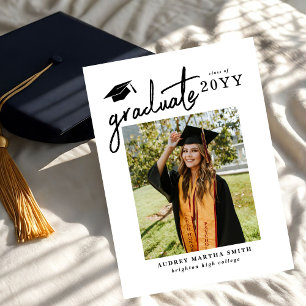 Modern Bold Script Graduate 4 Photo Graduation Invitation