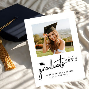 Modern Bold Script Graduate 4 Photo Graduation Invitation