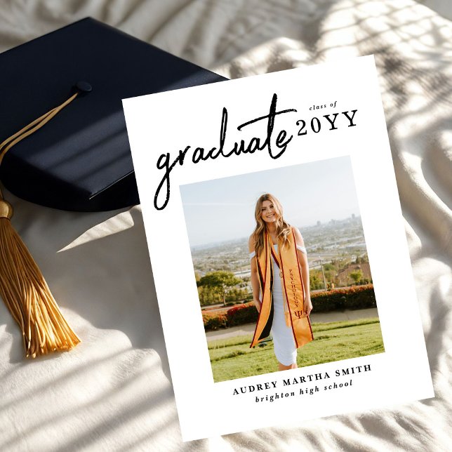 Modern Bold Script Graduate 4 Photo Graduation Invitation (Creator Uploaded)