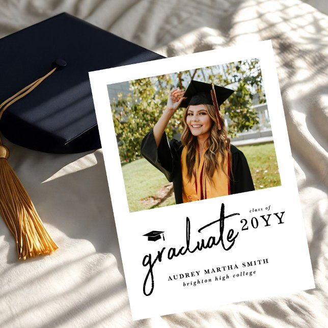 Modern Bold Script Graduate 4 Photo Graduation Invitation (Creator Uploaded)