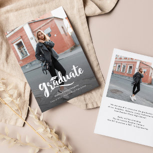 Modern Bold Script Graduate Photo Graduation Announcement