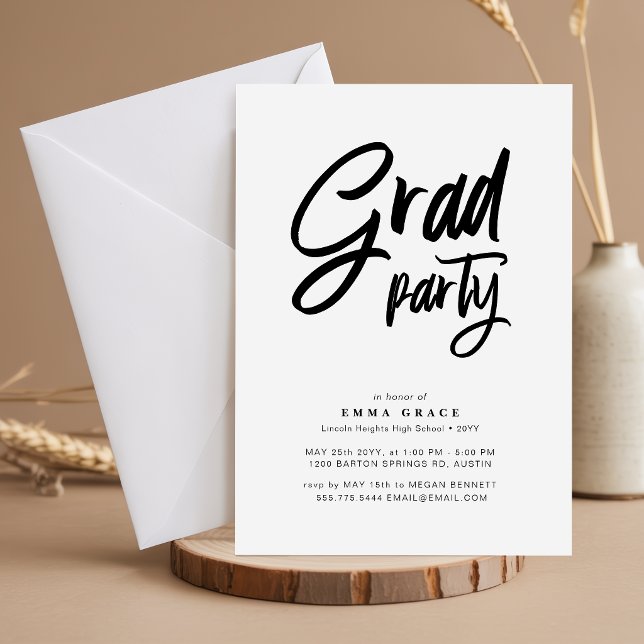 Modern Bold Script Graduation Grad Party Invitation (Creator Uploaded)