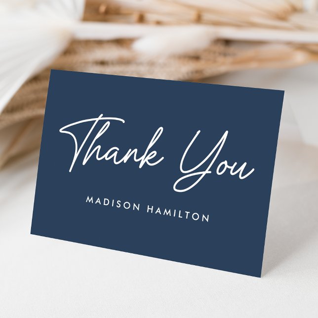 Modern Bold Script Navy Baby Shower Thank You Card (Creator Uploaded)