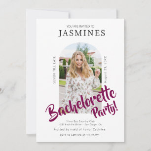 modern bold script photo bachelorette Invitation