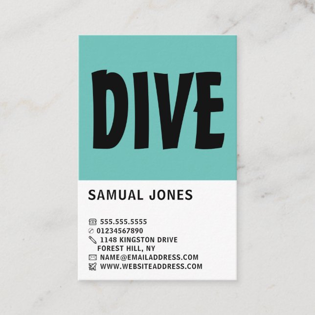 Modern Bold, Scuba Diving Instructor Business Card (Front)