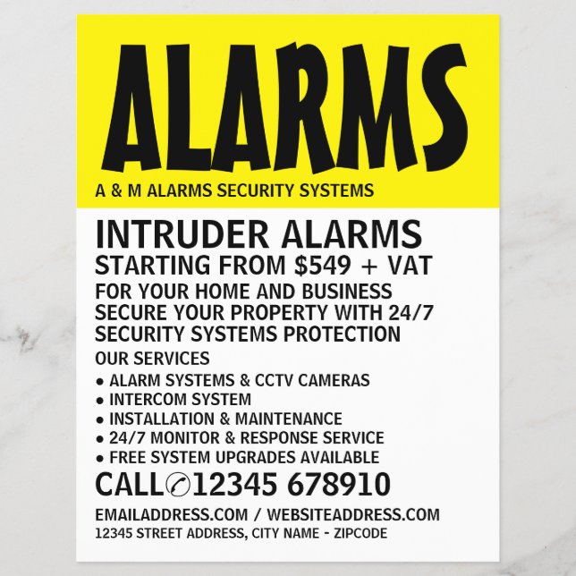 Modern Bold, Security Alarm Service Advertising Flyer (Front)
