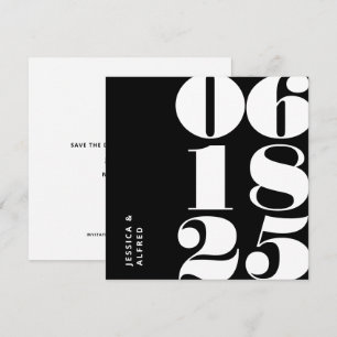 Modern Bold Solid Black Big Date Wedding Save The Date