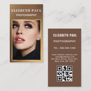 Modern Bold Stylish Typography Photography qr code Business Card