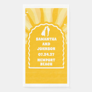 Modern Bold Sunshine Yellow Wavy Arch Wedding Napkin