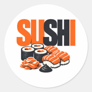 Modern Bold Sushi Graphic Art Classic Round Sticker