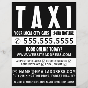 Modern Bold, Taxi Cab Firm with Price List Flyer