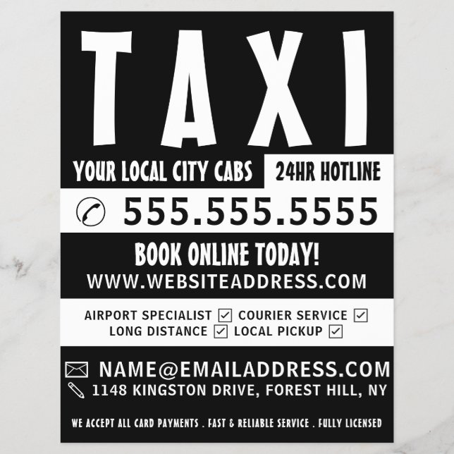 Modern Bold, Taxi Cab Firm with Price List Flyer (Front)