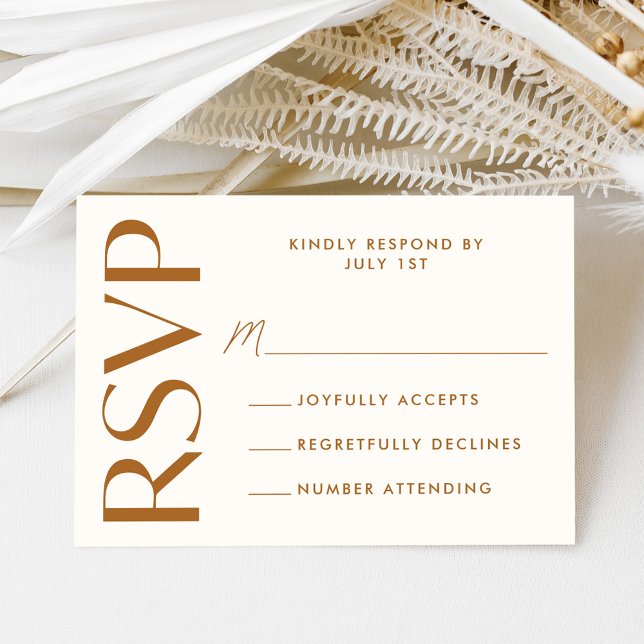 Modern Bold Terracotta Typography Wedding RSVP Card (Creator Uploaded)