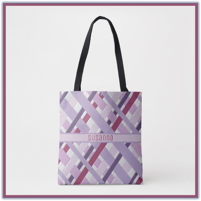 Modern Bold Textured Purple Mauve Striped Tote Bag (Creator Uploaded)