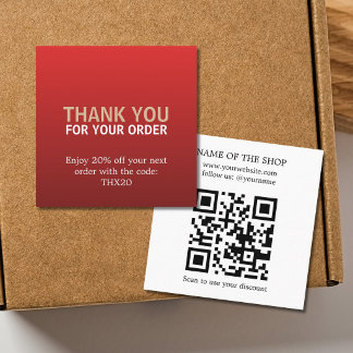 Modern Bold Thank You for Your Order QR Code Discount Card