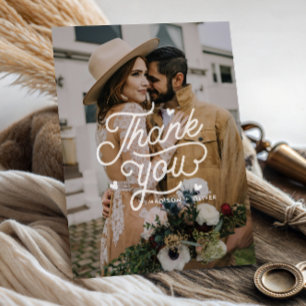 Modern Bold Thank You Typography Photo Wedding Card
