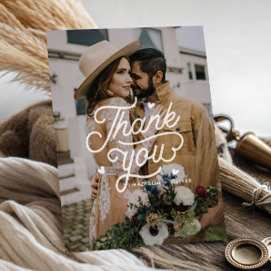Modern Bold Thank You Typography Photo Wedding Postcard