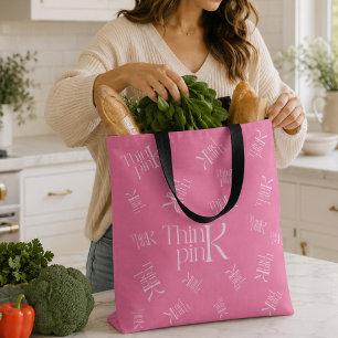 Modern Bold Think Pink Typographic Logo Tote Bag