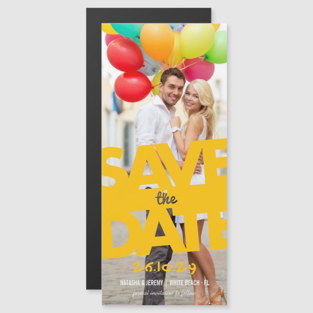 Modern Bold Tilt Save The Date Photo Magnet Card (Front/Back)