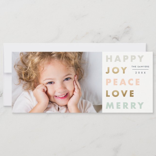 Modern Bold Type Photo Christmas Holiday Card (Front)
