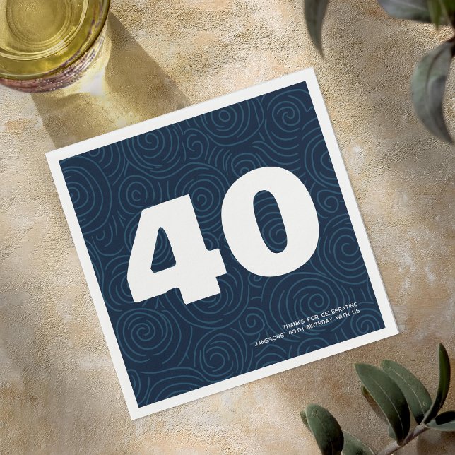 Modern Bold Typography 40th Birthday Party Napkin (Creator Uploaded)