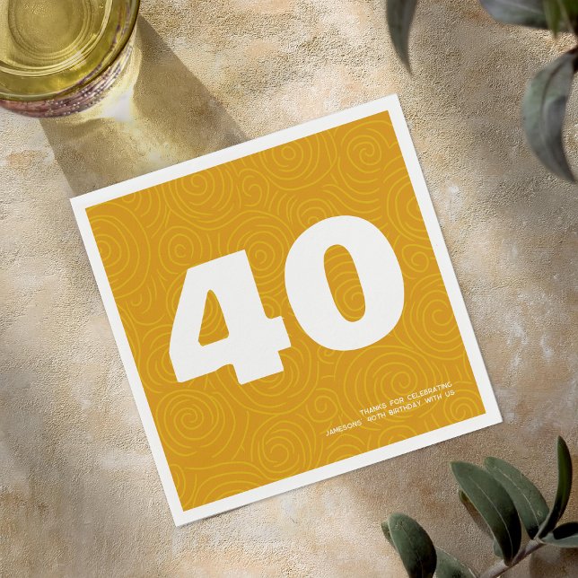 Modern Bold Typography 40th Birthday Party Napkin (Creator Uploaded)