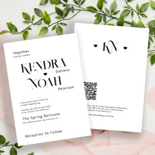 Modern bold typography all in one QR rsvp wedding Invitation
